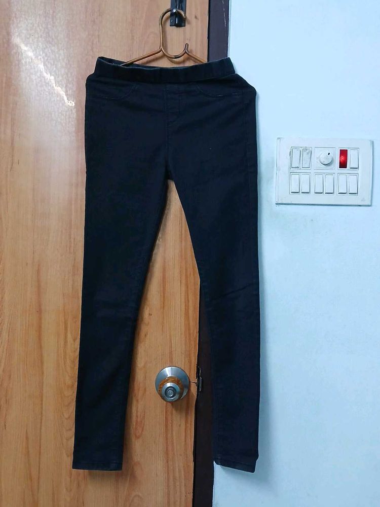 Faded Black Jeggin For Girls