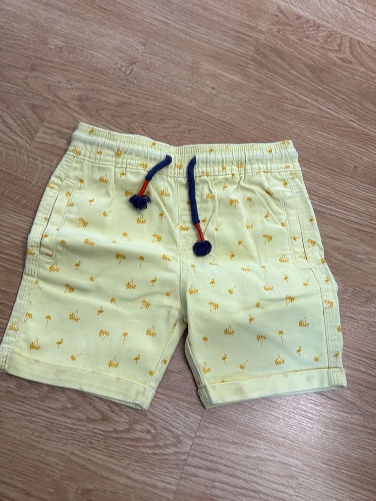 Boys Yellow Printed Shorts