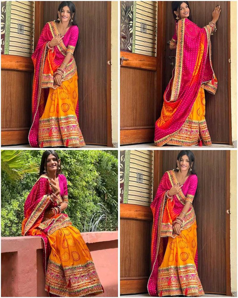 Dola Patola Silk Saree With Unstitched blouse