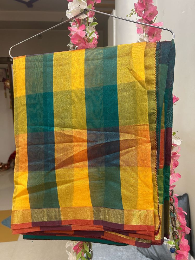 Multicolour Soft Cotton Silk Saree