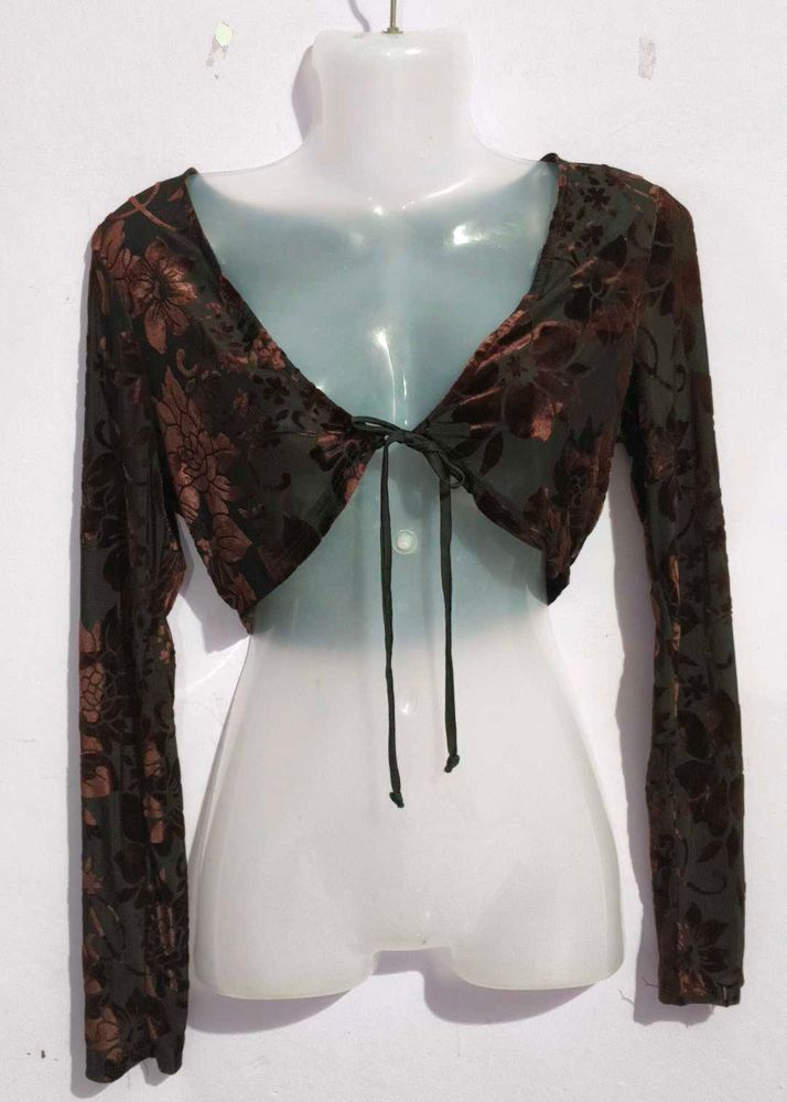 VELVET CROP SHRUG