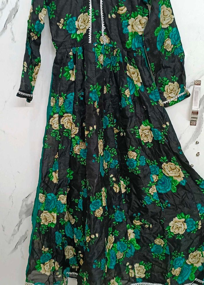Floral Print Anarkali Dress