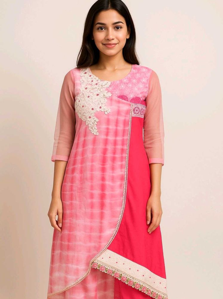 Pink  Embroidered Kurti