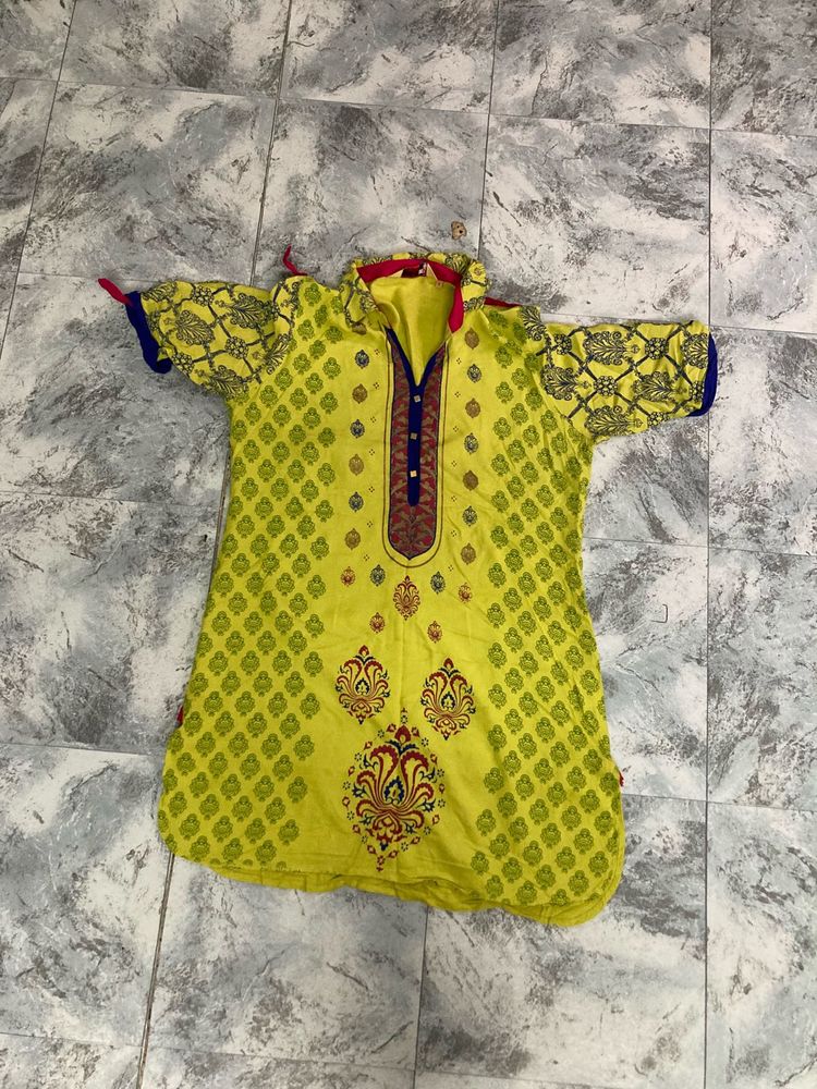 Yellow Embroidered Kurta