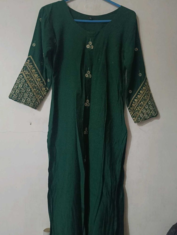 Elegant Green Embroidered Kurta