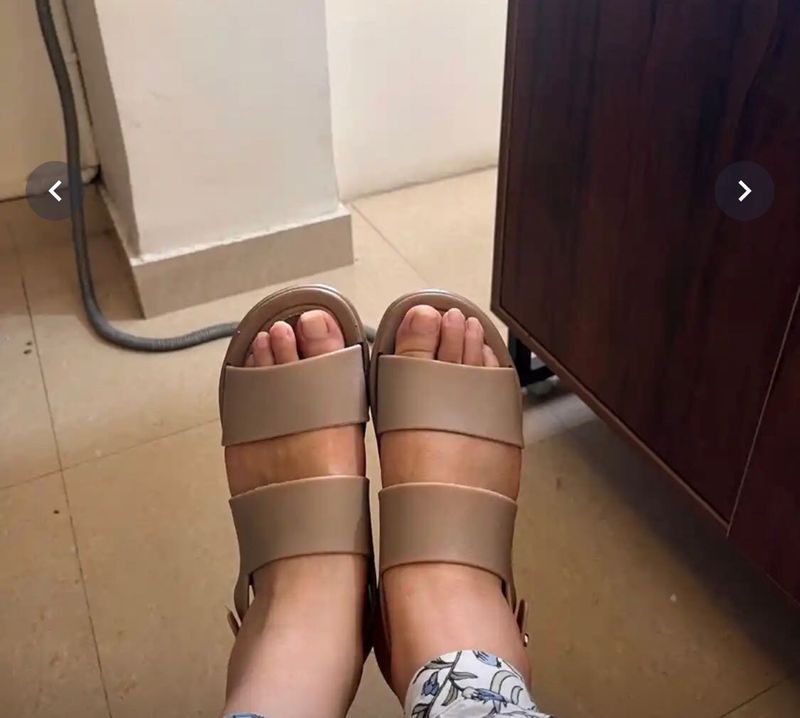 Tan Double Strap Sandals