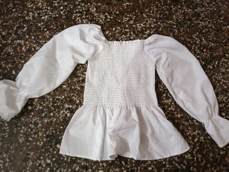 White Smocked Top