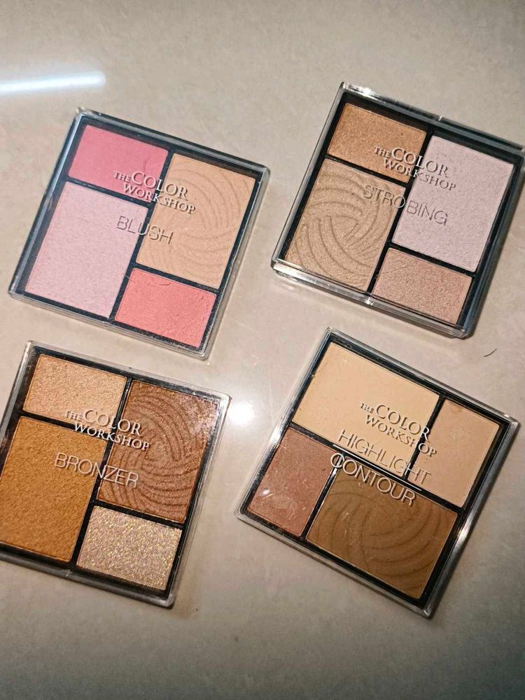 Combo Of Blush, Bronzer, Contour, Strobing