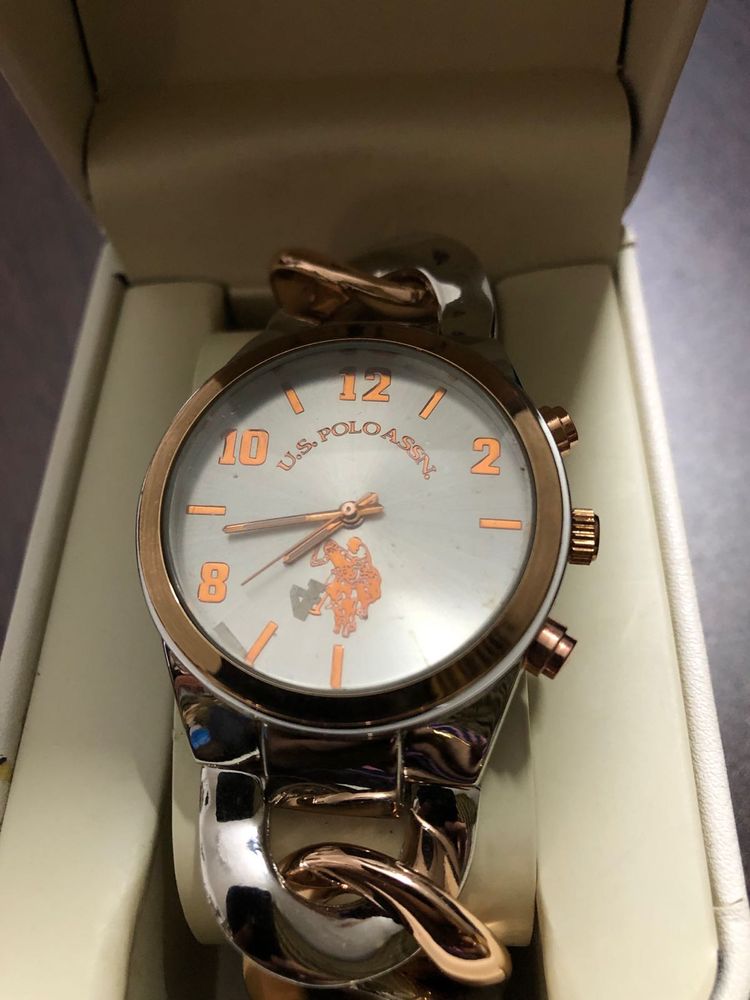 U.S. Polo Assn. Watch With Rose Gold Metal Chain