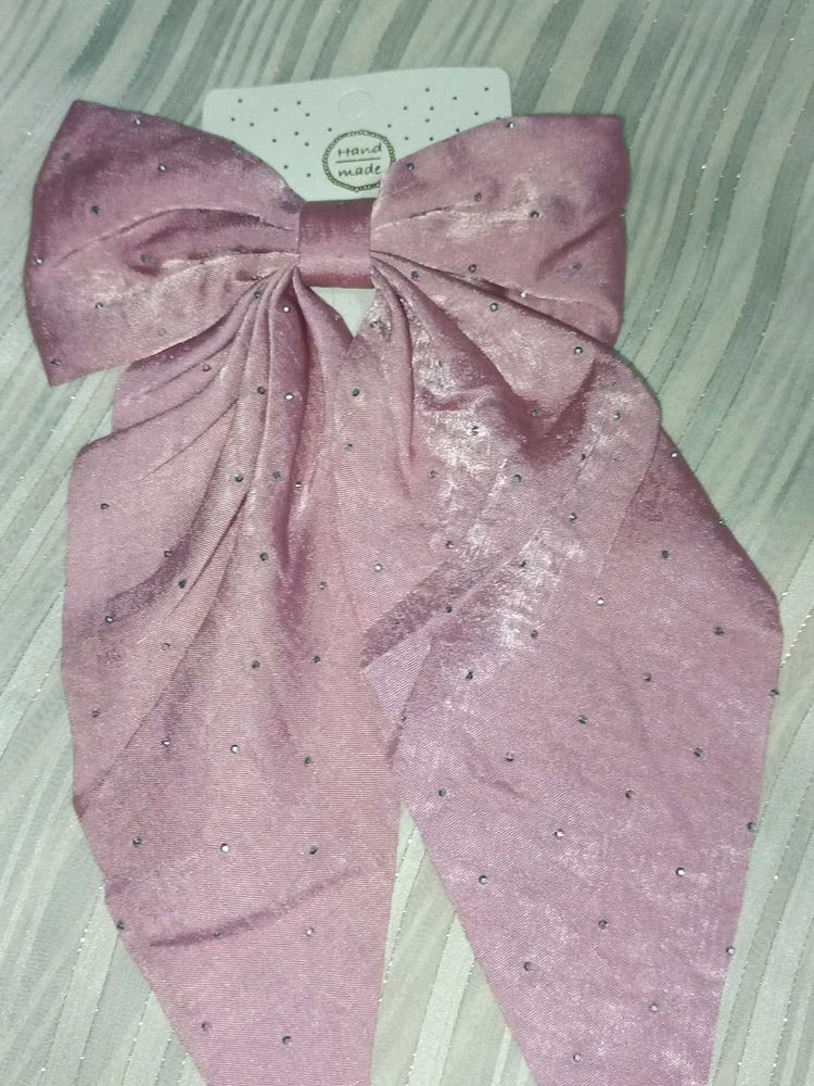 Dusty Rose Rhinestone Hair Bow