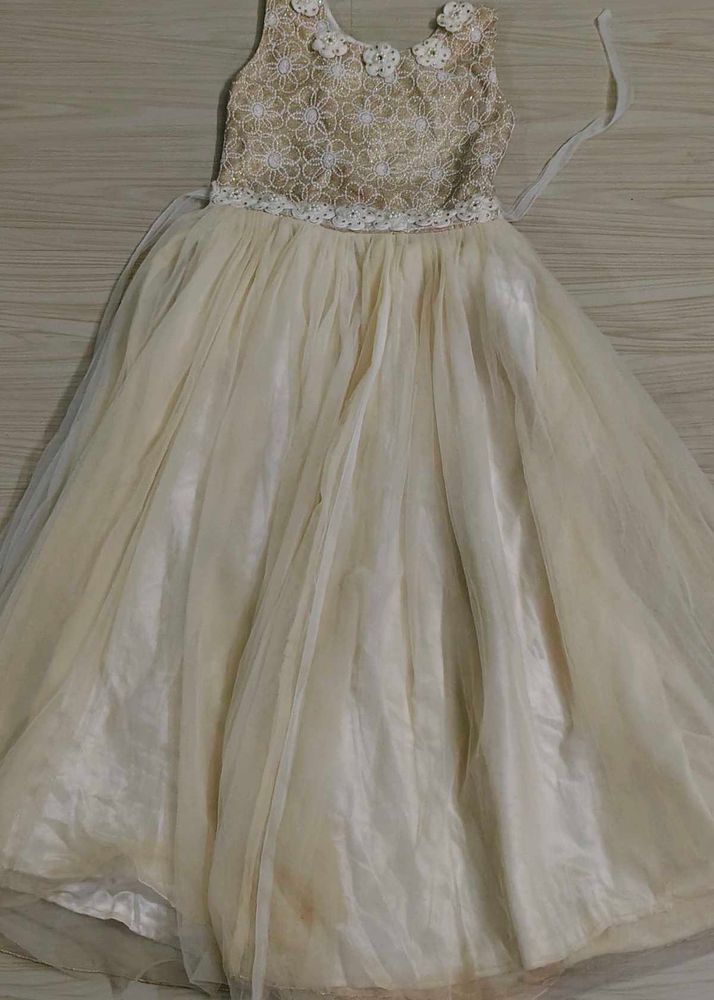 Ivory Floral Lace &amp; Tulle Dress