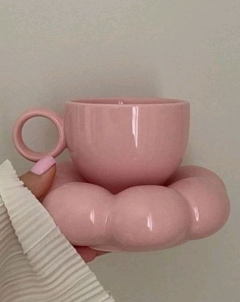 Pink Bubble Cup And Saucer Set