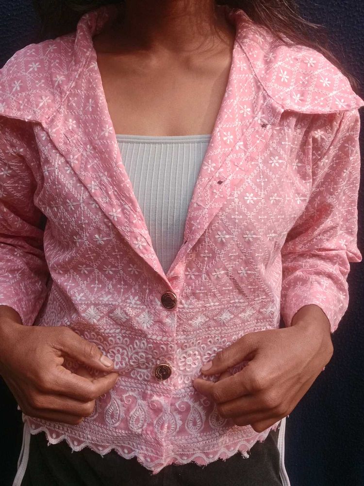 Pink Embroidered Jacket