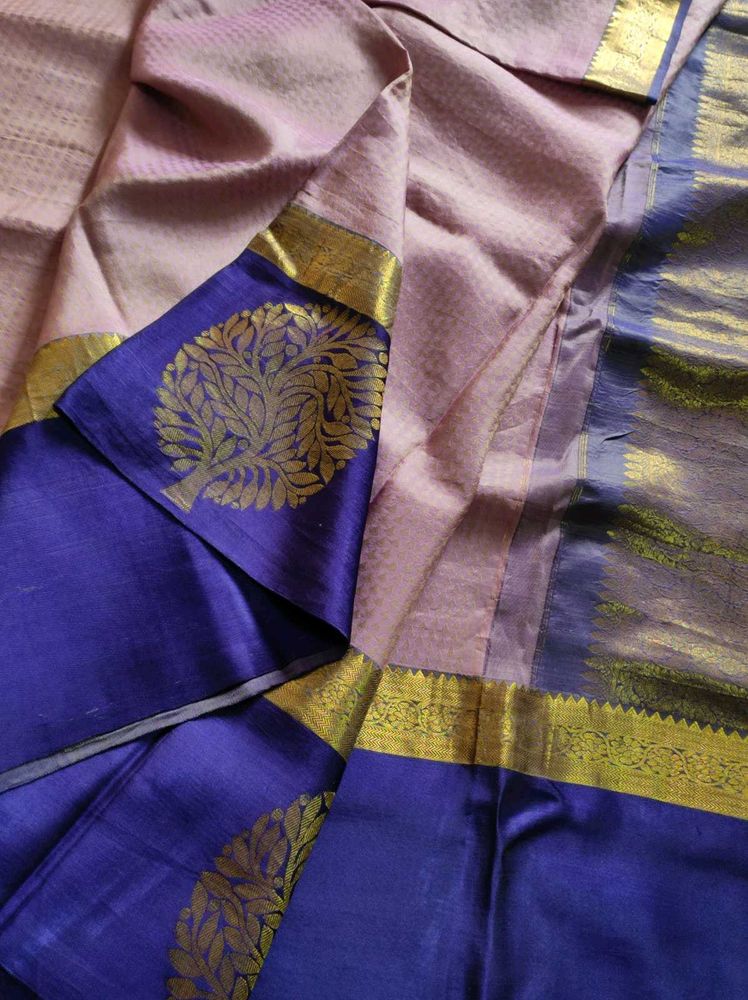 Pastel pink And blue Silk Saree