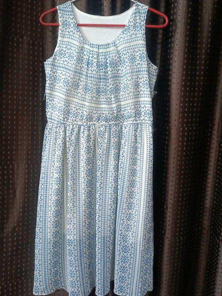 blue fit and flare women dress