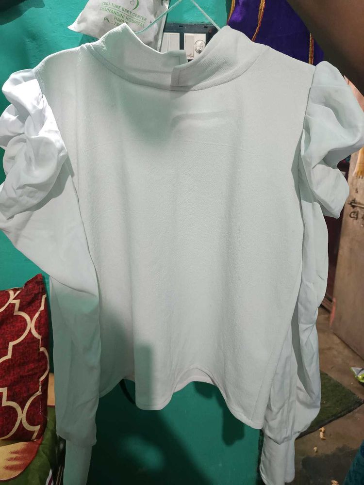 Elegant White Puff Sleeve Top