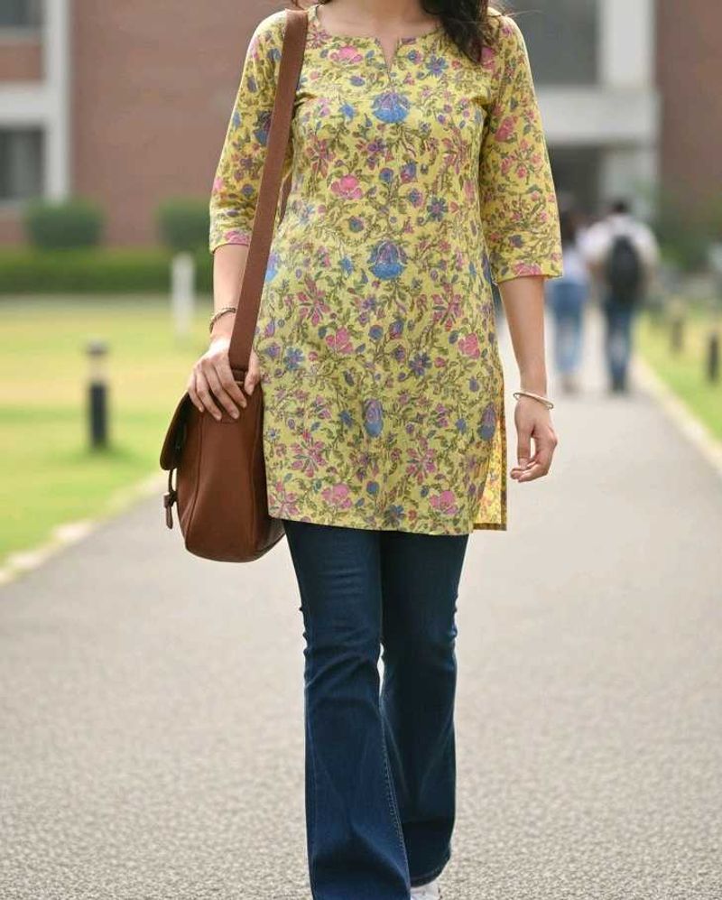 Floral Print Short Kurta