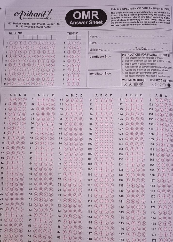 OMR SHEET Book