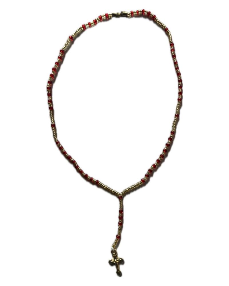 Red and Golden Beaded Rosary