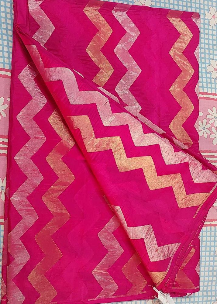 Pink Saree with Gold Detail