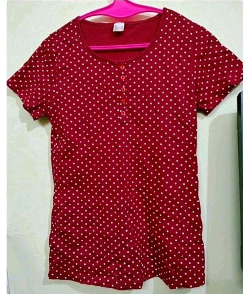 Marron Polkadot Top ♥️🔥(Looks Very Stylish But Th