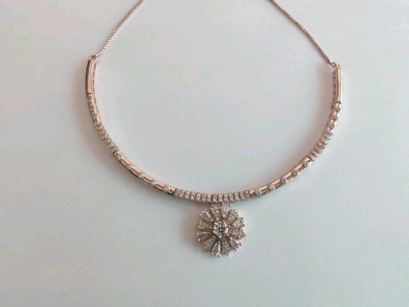 925 Rose Gold Sterling Choker With Hallmark