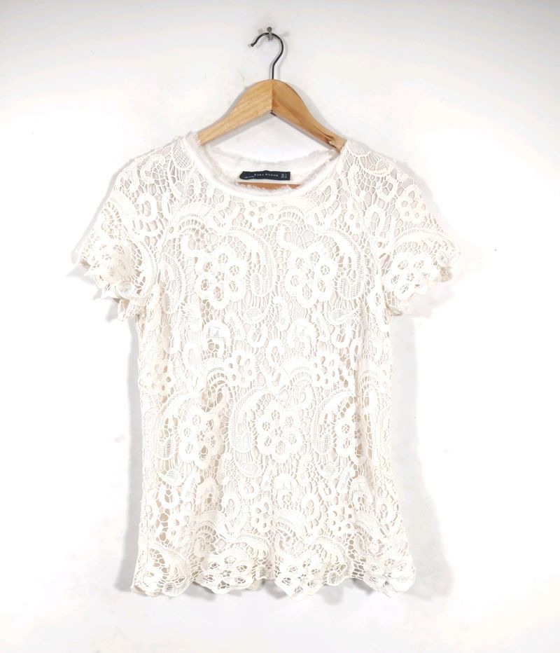 Zara Cream Lace Western Top(Women&#39;s)