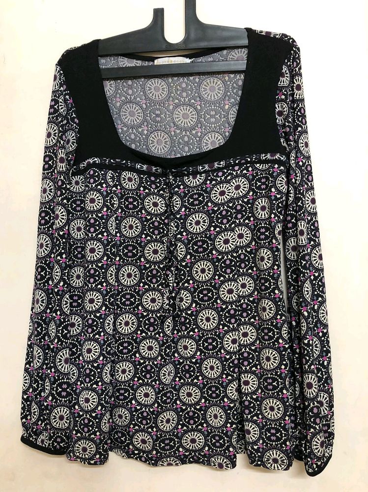 Cache Cach Full Sleeve Printed Top