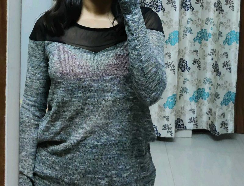 H&amp;M Grey Net Top
