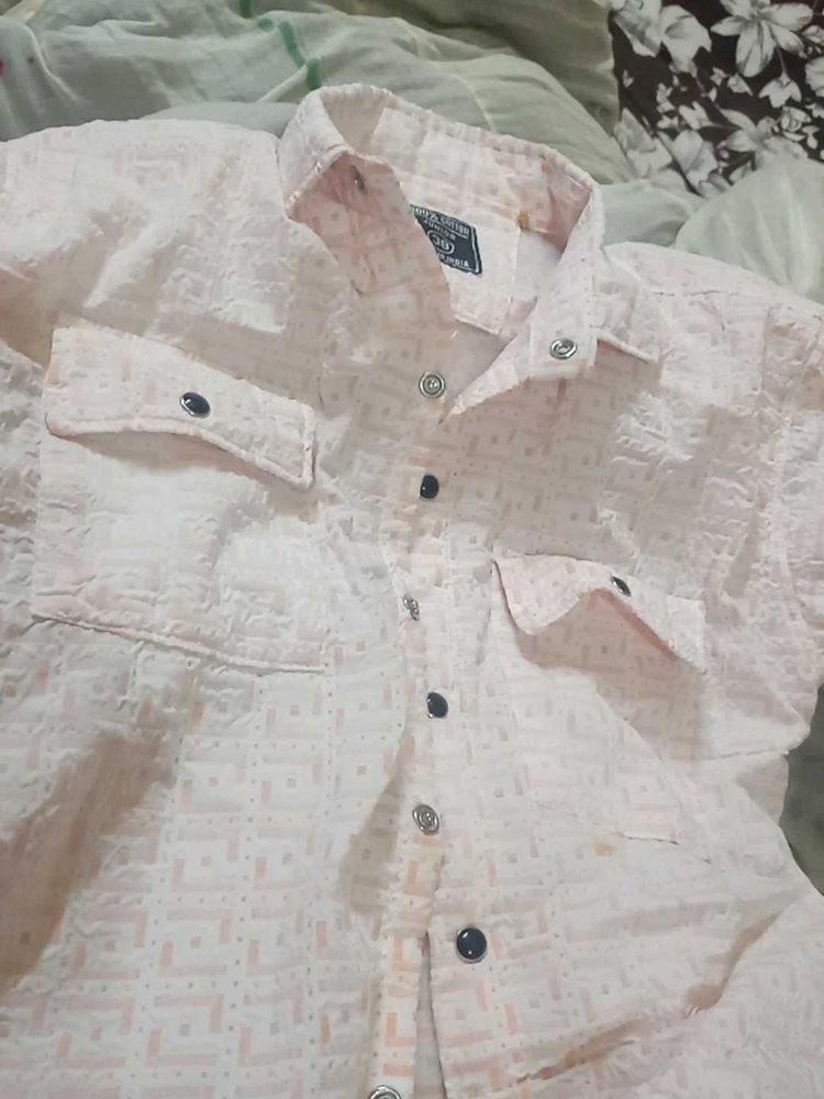 Pink Patterned Casual Shirt