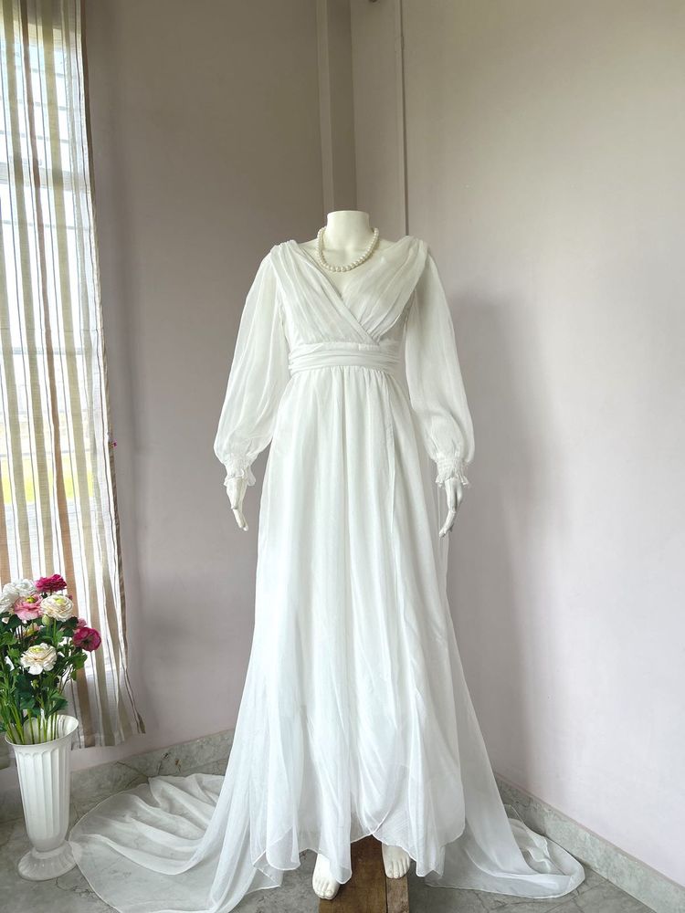 Vintage White Chiffon Gown