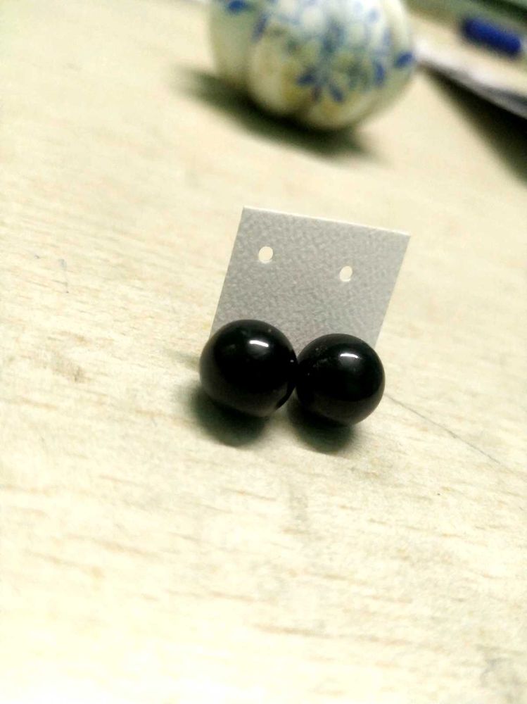 Black Ball Stud Earrings