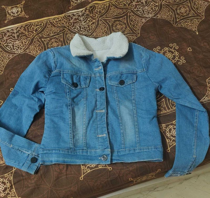 Denim Jacket with Sherpa Collar