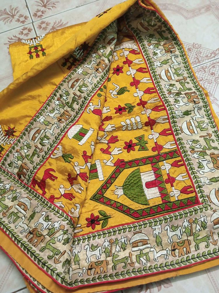 Yellow Embroidered Saree