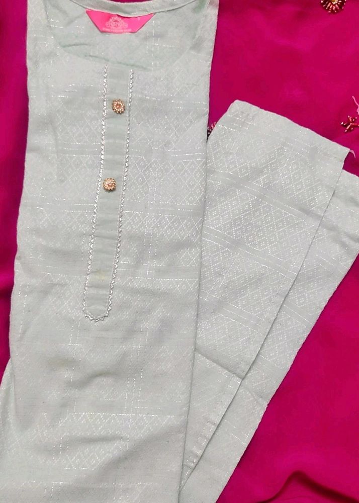 Light Green Zari Work Kurti