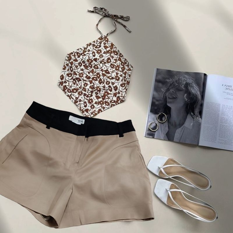 Original Mixxo Korean Khaki Nude Shorts
