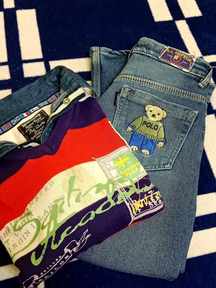 8-10 year boy jeans and sweatshirt