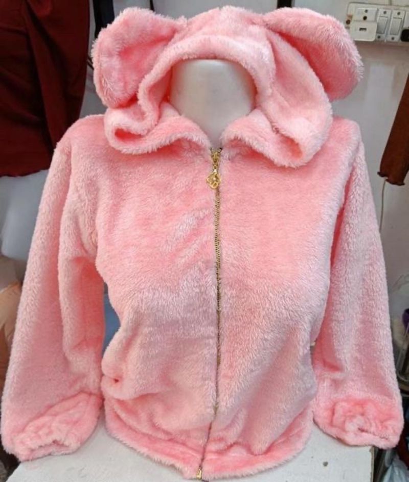 Pink Fuzzy Bunny Ear Hoodie
