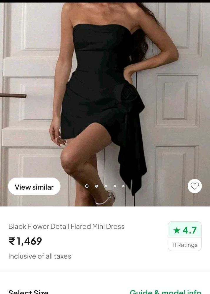 Black Flower Detail.mini Dress New Me