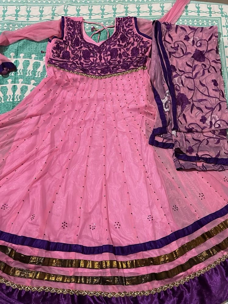 Pink Anarkali Kurta Set
