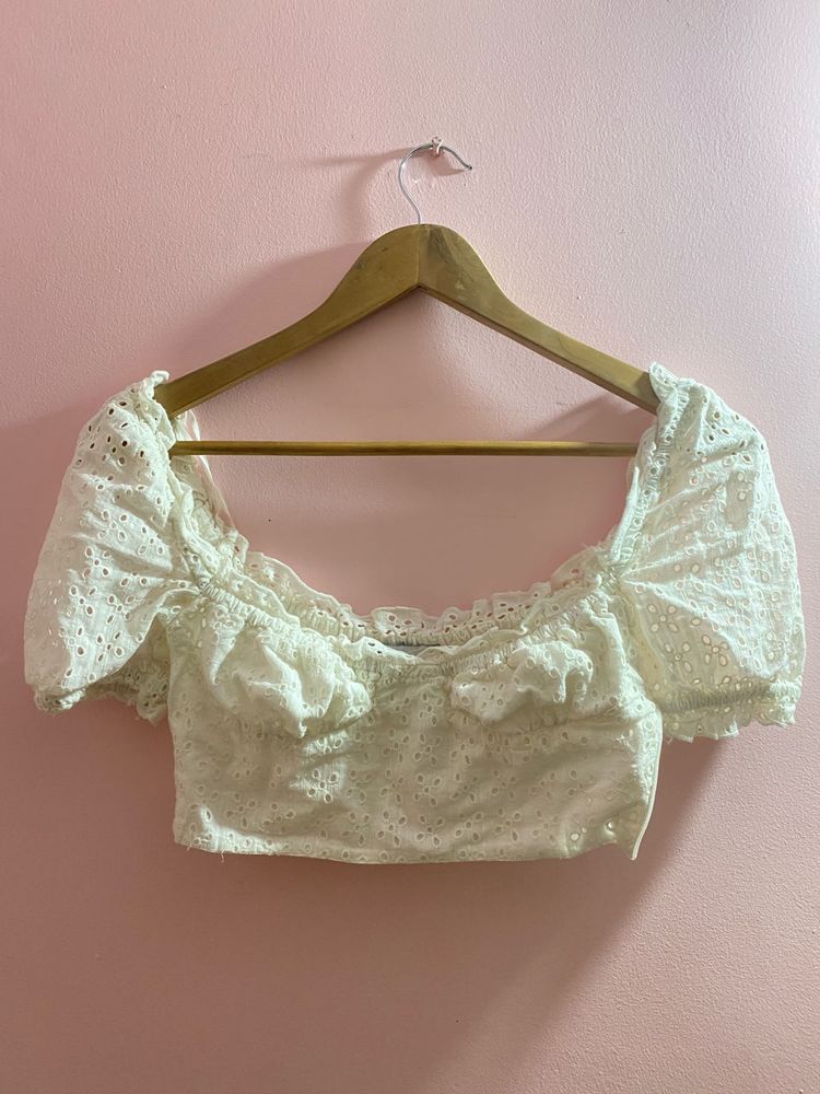 White Eyelet Crop Top