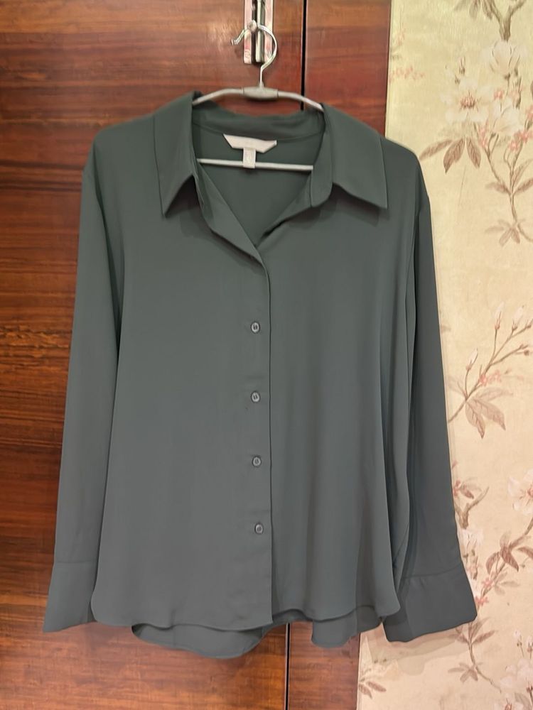 Olive Green Button-Down Shirt