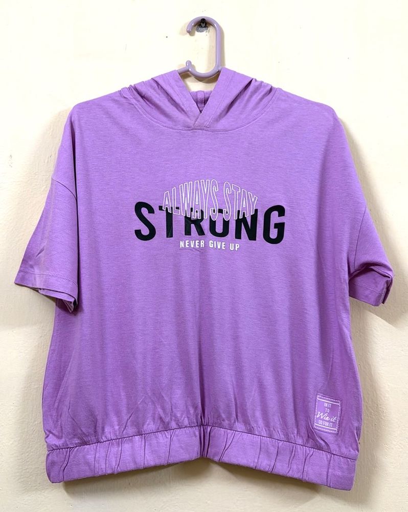 Purple Graphic Print Hoodie