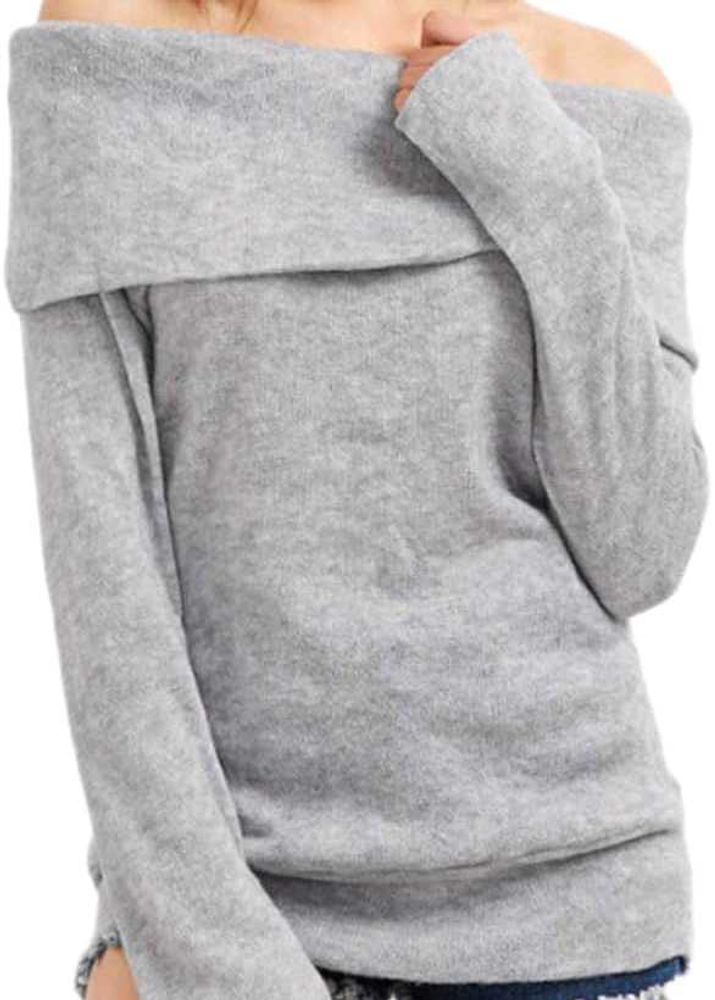 Off-the-Shoulder Gray Sweater