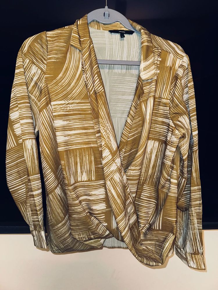 Patterned Wrap Blouse