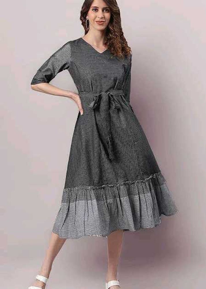 Striped Tie-Waist Midi Dress