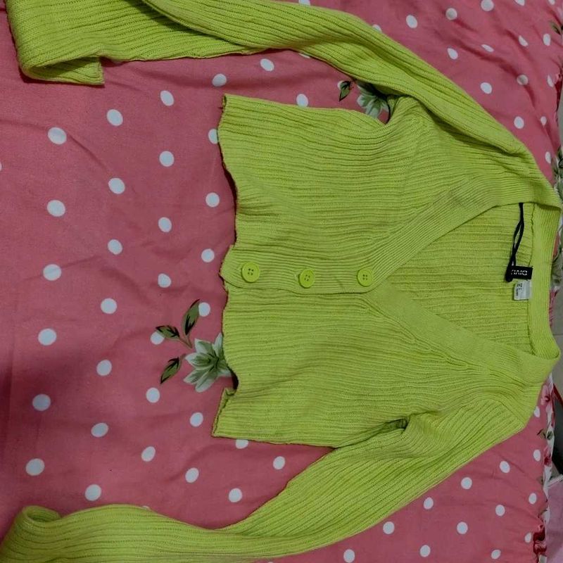 Green Cropped Cardigan