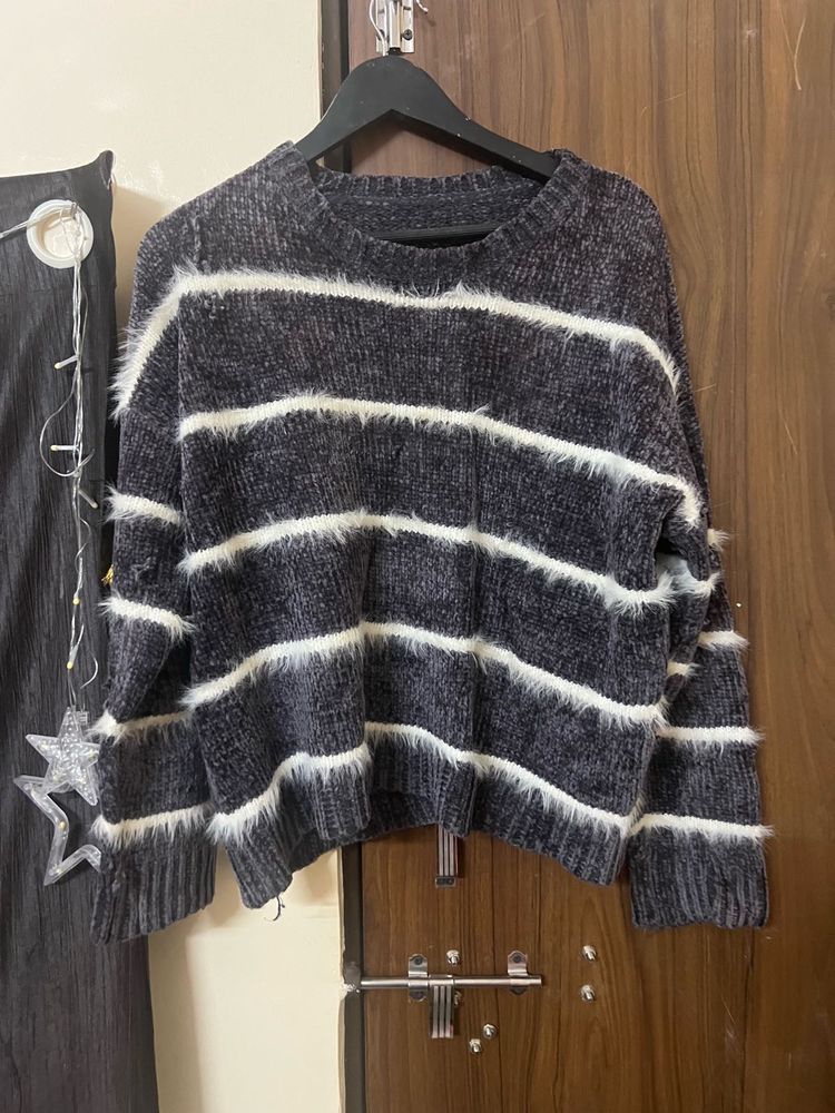Striped Fuzzy Knit Sweater