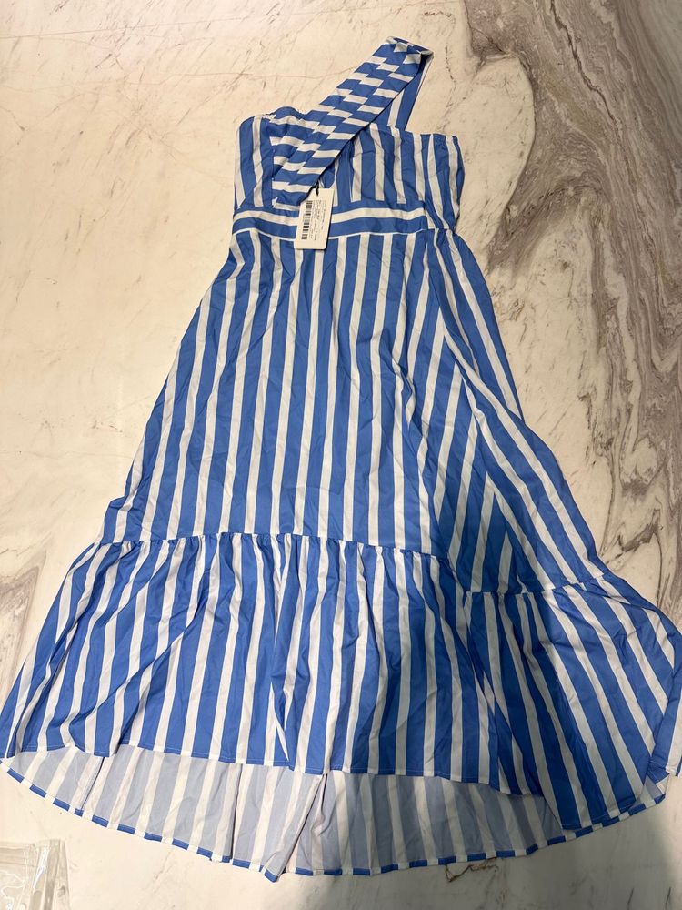 Striped One-Shoulder Dress