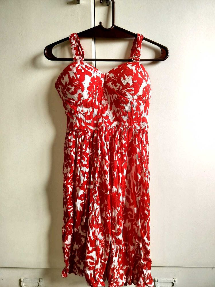 Red &amp; White Floral Dress